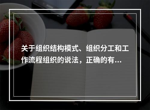 关于组织结构模式、组织分工和工作流程组织的说法，正确的有（　