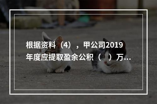 根据资料（4），甲公司2019年度应提取盈余公积（　）万元。