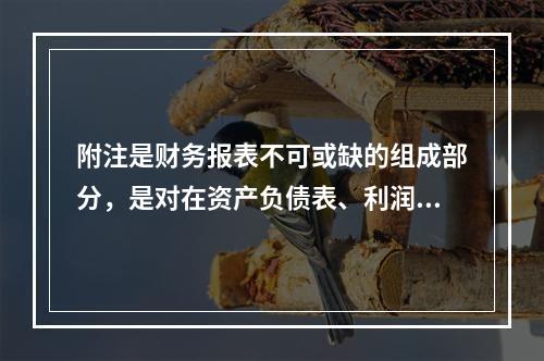 附注是财务报表不可或缺的组成部分，是对在资产负债表、利润表、