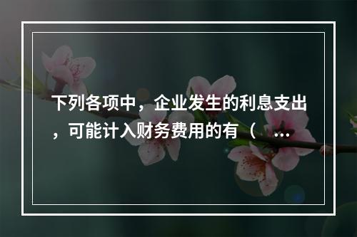 下列各项中，企业发生的利息支出，可能计入财务费用的有（　）。