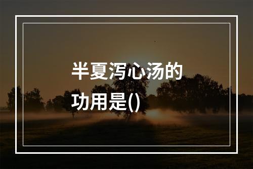 半夏泻心汤的功用是()