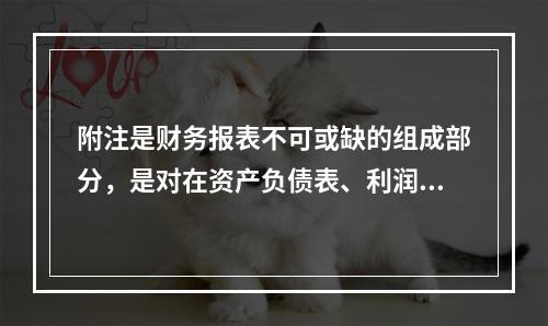 附注是财务报表不可或缺的组成部分，是对在资产负债表、利润表、