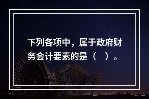 下列各项中，属于政府财务会计要素的是（　）。