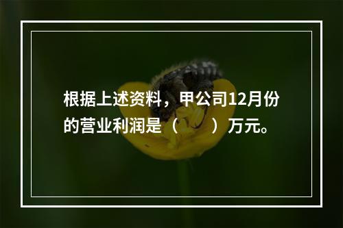 根据上述资料，甲公司12月份的营业利润是（　　）万元。