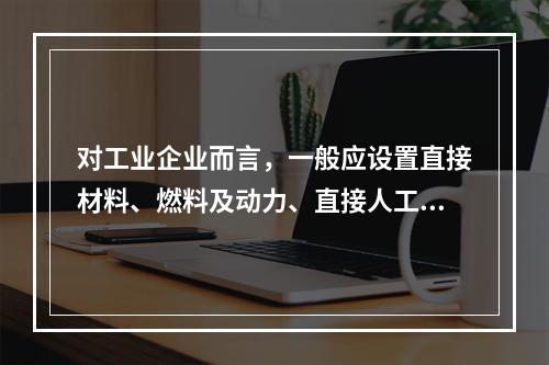 对工业企业而言，一般应设置直接材料、燃料及动力、直接人工、制