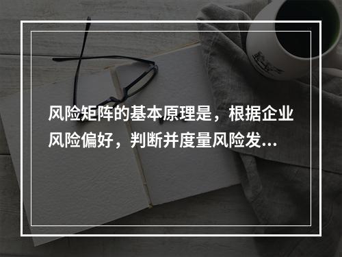 风险矩阵的基本原理是，根据企业风险偏好，判断并度量风险发生的