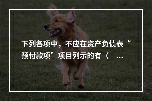 下列各项中，不应在资产负债表“预付款项”项目列示的有（　　）