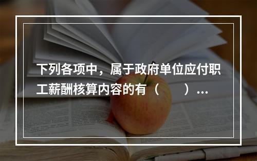 下列各项中，属于政府单位应付职工薪酬核算内容的有（　　）。