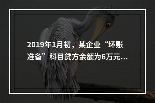 2019年1月初，某企业“坏账准备”科目贷方余额为6万元。1