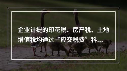 企业计提的印花税、房产税、土地增值税均通过“应交税费”科目核