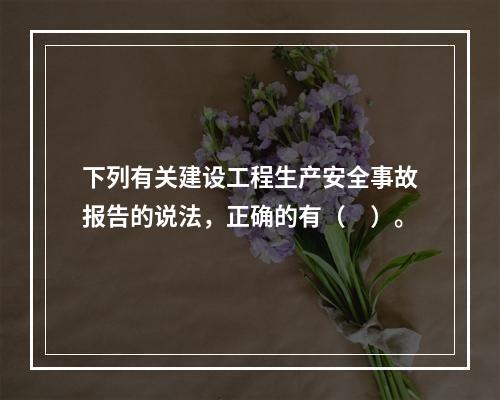 下列有关建设工程生产安全事故报告的说法，正确的有（　）。