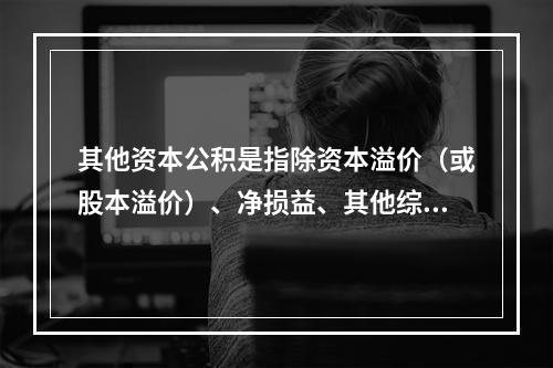 其他资本公积是指除资本溢价（或股本溢价）、净损益、其他综合收