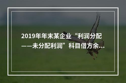 2019年年末某企业“利润分配——未分配利润”科目借方余额2