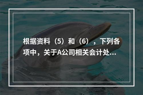 根据资料（5）和（6），下列各项中，关于A公司相关会计处理结