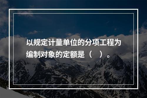 以规定计量单位的分项工程为编制对象的定额是（　）。