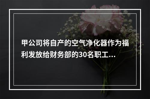 甲公司将自产的空气净化器作为福利发放给财务部的30名职工，每