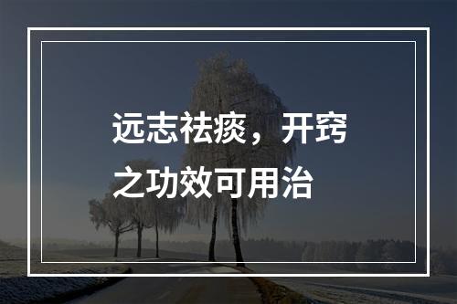 远志祛痰，开窍之功效可用治