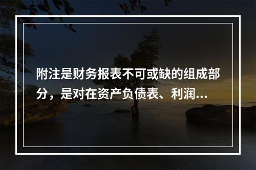 附注是财务报表不可或缺的组成部分，是对在资产负债表、利润表、