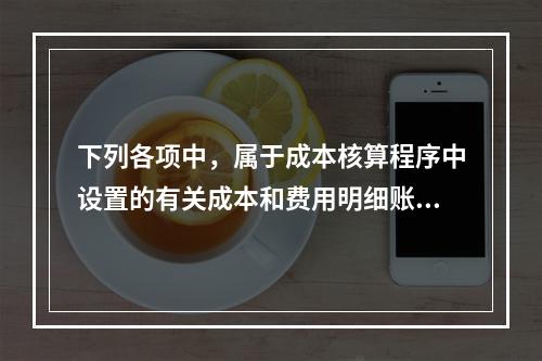 下列各项中，属于成本核算程序中设置的有关成本和费用明细账的有