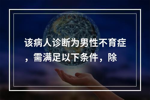 该病人诊断为男性不育症，需满足以下条件，除