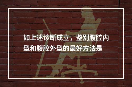 如上述诊断成立，鉴别腹腔内型和腹腔外型的最好方法是