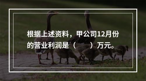 根据上述资料，甲公司12月份的营业利润是（　　）万元。