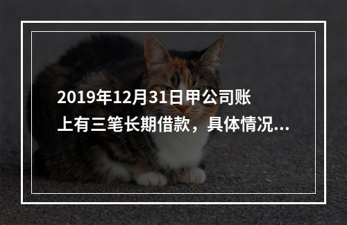 2019年12月31日甲公司账上有三笔长期借款，具体情况如下