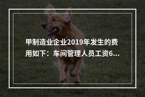 甲制造业企业2019年发生的费用如下：车间管理人员工资60万