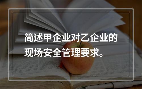 简述甲企业对乙企业的现场安全管理要求。