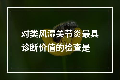 对类风湿关节炎最具诊断价值的检查是