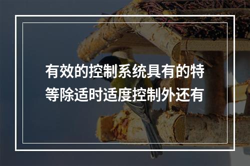 有效的控制系统具有的特等除适时适度控制外还有