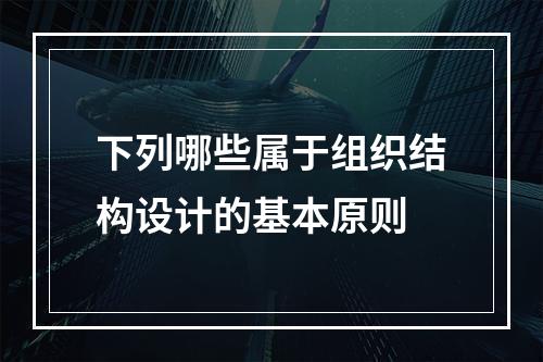 下列哪些属于组织结构设计的基本原则