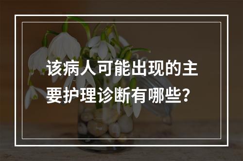 该病人可能出现的主要护理诊断有哪些？