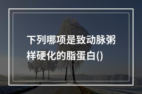 下列哪项是致动脉粥样硬化的脂蛋白()