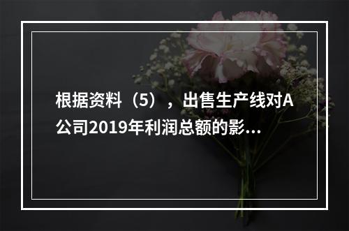 根据资料（5），出售生产线对A公司2019年利润总额的影响金