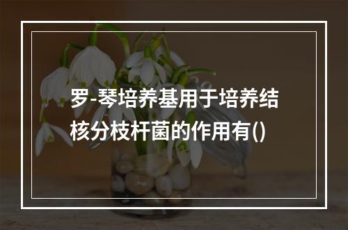 罗-琴培养基用于培养结核分枝杆菌的作用有()