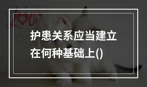 护患关系应当建立在何种基础上()