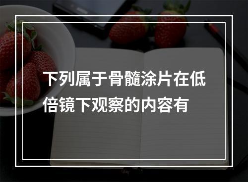 下列属于骨髓涂片在低倍镜下观察的内容有