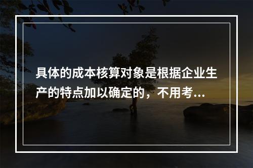 具体的成本核算对象是根据企业生产的特点加以确定的，不用考虑成