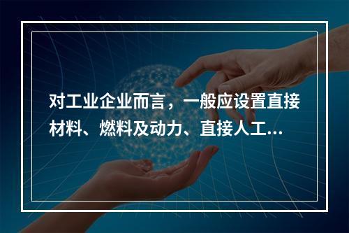 对工业企业而言，一般应设置直接材料、燃料及动力、直接人工、制