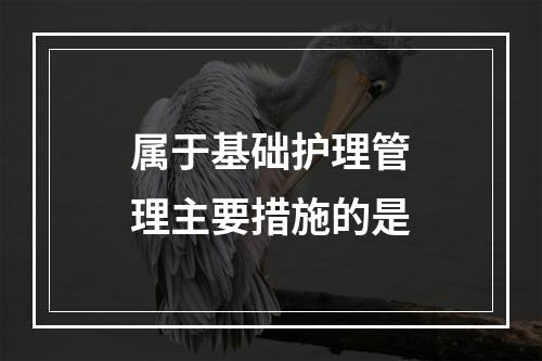 属于基础护理管理主要措施的是