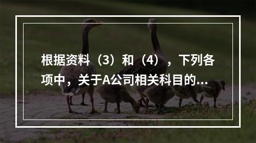 根据资料（3）和（4），下列各项中，关于A公司相关科目的会计