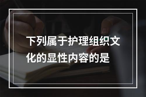 下列属于护理组织文化的显性内容的是