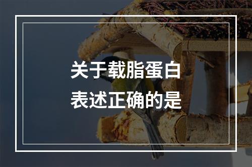 关于载脂蛋白表述正确的是