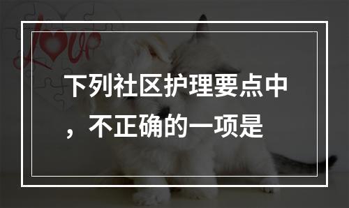 下列社区护理要点中，不正确的一项是