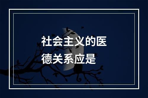 社会主义的医德关系应是