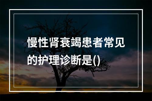 慢性肾衰竭患者常见的护理诊断是()