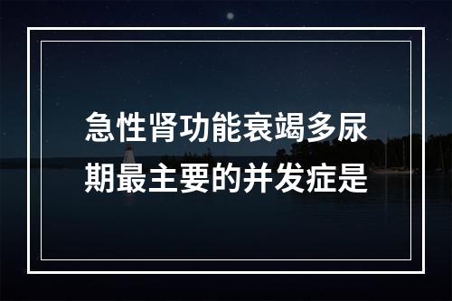 急性肾功能衰竭多尿期最主要的并发症是