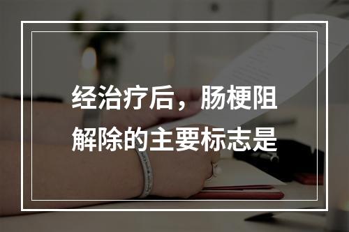 经治疗后，肠梗阻解除的主要标志是