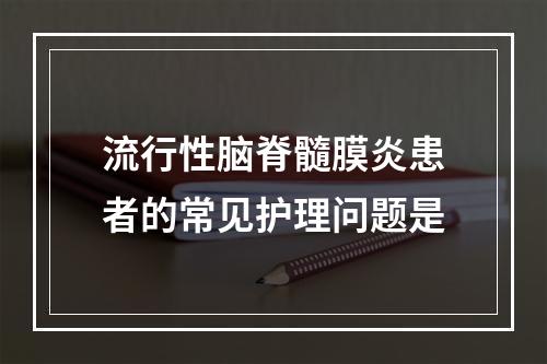 流行性脑脊髓膜炎患者的常见护理问题是